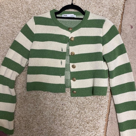 Zara green striped cardigan - Picture 4 of 10